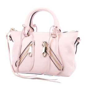 Rebecca Minkoff Powder Baby Pink Leather Fringe Micro Moto Crossbody Satchel